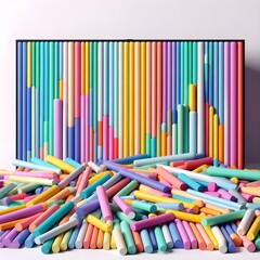 Chalk stick various colors close up, rainbow colorful chalk pastel for preschool children, kid stationary for art painting education, equality or lgbtq gay pride flag or beautiful life concept