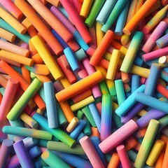 Chalk stick various colors close up, rainbow colorful chalk pastel for preschool children, kid...