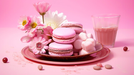 Pastel pink dessert against a coordinating backdrop