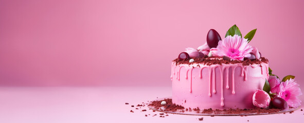 Pink-themed dessert on a soft pink surface