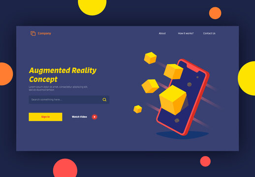 Augmented Reality Concept Based Landing Page Design in Blue Color.