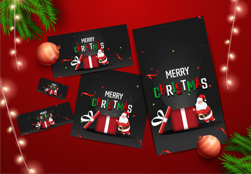Social Media Banner, Poster and Template Design for Merry Christmas Celebration Concept.