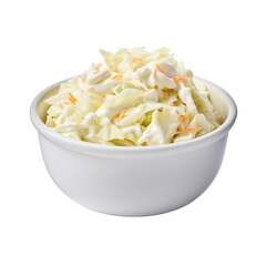 white bowl of coleslaw