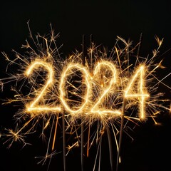The word 2024 number of new year new chapter and begining with sparkler background.