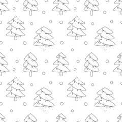 christmas tree outline cartoon seamless pattern background for wrapping, wallpaper