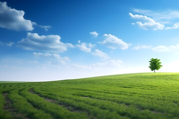 Naklejka premium renewable energy light bulb with green energy, Earth Day or environment protection Hands protect forests that grow on the ground and help save the world, solar panels