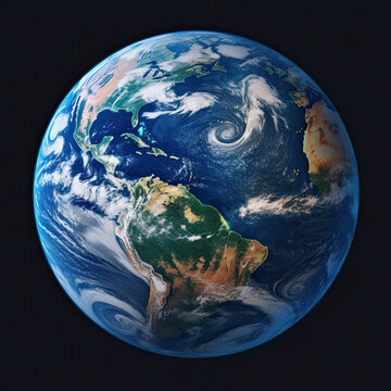 Photo of planet Earth from outer space. Isolated on black background