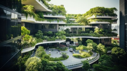 Fototapeta na wymiar Smart building with greenery