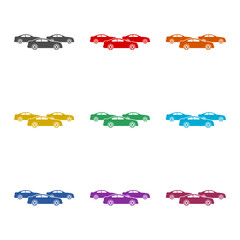  Car fleet icon logo icon isolated on white background. Set icons colorful