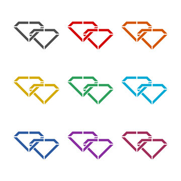Diamonds icon isolated on white background. Set icons colorful