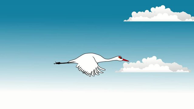 Flying awan loop animation cartoon