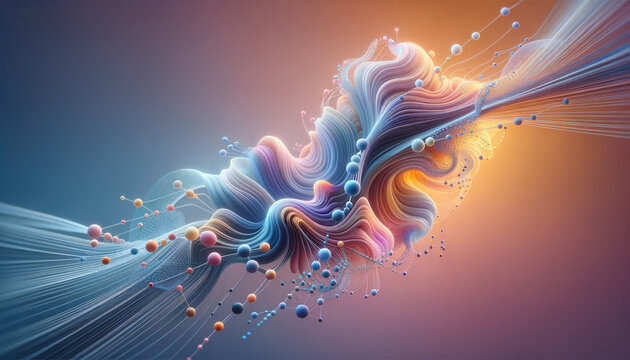 Abstract AI Innovation: Flowing neural network form in calming gradients for versatile applications.