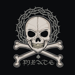pirate sign with skull, grunge vintage design t shirts
