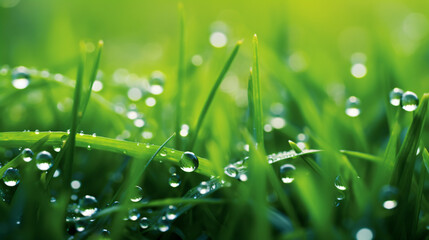 Dew on the grass natural background for copy space