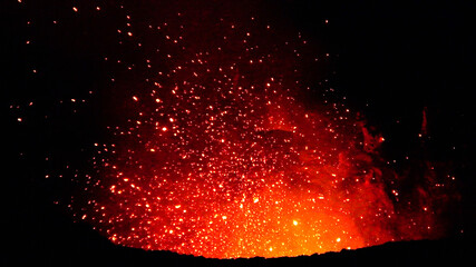 Erupting volcano on Tanna Island in Vanuatu, Mount Yasur. - obrazy, fototapety, plakaty
