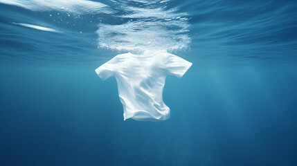 illustration of a white t shirt floating underwater