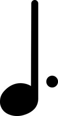 Note music icon in trendy black Fill style design. Musical key sign page symbol with treble clef for your web site design on transparent background. Musician splash effect sign business concept.