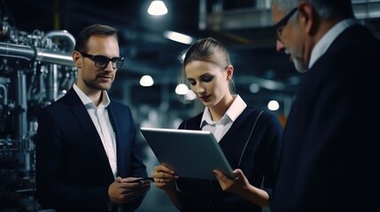 Professional researchers are discussing at a technology research the facility