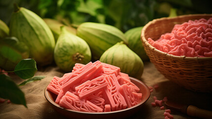 Obraz na płótnie Canvas Organic Pasta from Fresh Guava Fruits