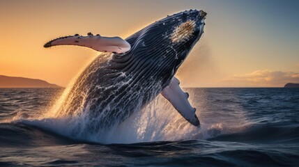 Whale in the sea jumping