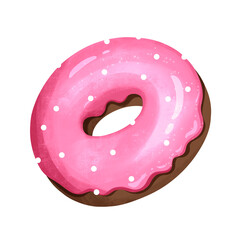 An appetizing donut with a bright glaze. An atmosphere of taste and joy. Illustration to create an appetizing atmosphere in your projects