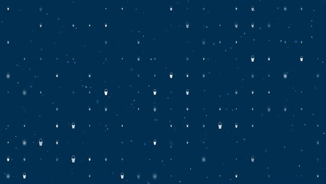 Template animation of evenly spaced ice cream symbols of different sizes and opacity. Animation of transparency and size. Seamless looped 4k animation on dark blue background with stars