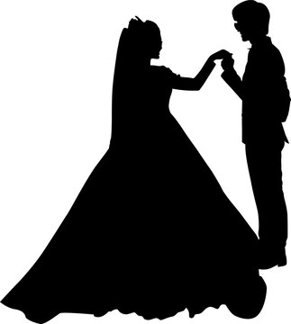 silhouette of wedding photo vector