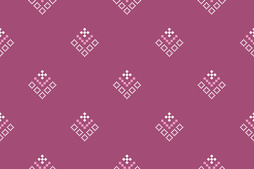 Pink Cross stitch colorful geometric traditional ethnic pattern Ikat seamless pattern border abstract design for fabric print cloth dress carpet curtains and sarong Aztec African Indian Indonesian