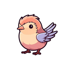 A cartoon bird on a transparent background, cutest sticker illustration, highly detailed character design, pastel color, die cut sticker, sticker concept design.
