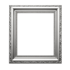 Fototapeta premium Silver frame border isolated transparent, Generative AI