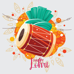 Vector vector illustration of happy lohri holiday background for punjabi festival