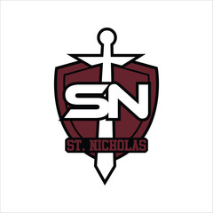 Obraz premium initial NS letter with shield style logo template vector