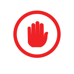 Stop Icon. Red Hand Gesture, Prohibition Illustration. Applied as Trendy Symbol for Design Elements, Websites, Presentation and Application - Vector.