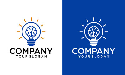 Creative Modern Brain Bulb logo concept, Intelligence Logo template, Smart People logo, Robotic Brain logo designs vector