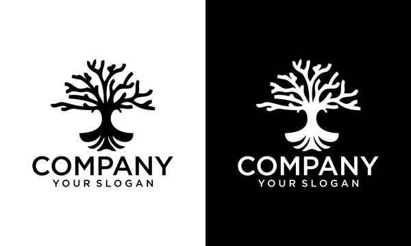 Creative black dry trees and dry land logo design, vector graphic symbol icon sign illustration