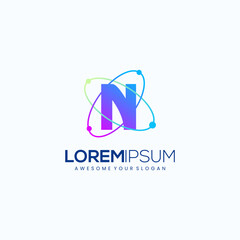Modern Letter N Orbit Logo Design Vector Image