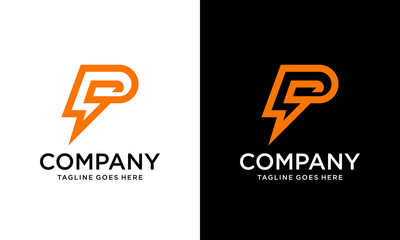 Creative P logo energy vector for identity company. initial letter thunder template vector illustration for your brand. - obrazy, fototapety, plakaty