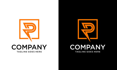 Creative P logo energy vector for identity company. initial letter thunder template vector illustration for your brand.