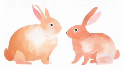 2匹のピンクのうさぎ