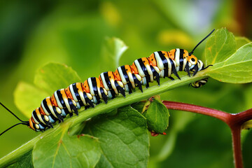 Fototapeta premium caterpillar on a leaf. Generative Ai