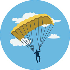 paragliding in the sky. sports icon vector, sports icon png, sports symbols. athletics, fun, game, exercise, play, physical activity, basketball and pong racket vector icon design.