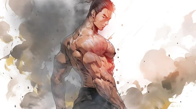 Ink fitness hunk illustration video
