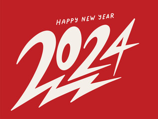 Happy New Year 2024. Isolated vector illustration. Celebration party. - 697192339