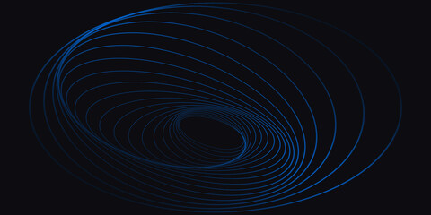 Abstract round spiral illustration neon blue gradient design