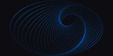 Abstract round spiral illustration neon blue gradient design - obrazy, fototapety, plakaty