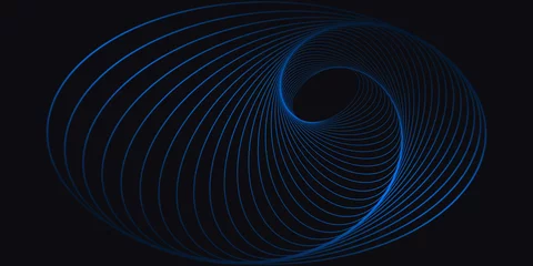Deurstickers Abstract round spiral illustration neon blue gradient design © gojalia