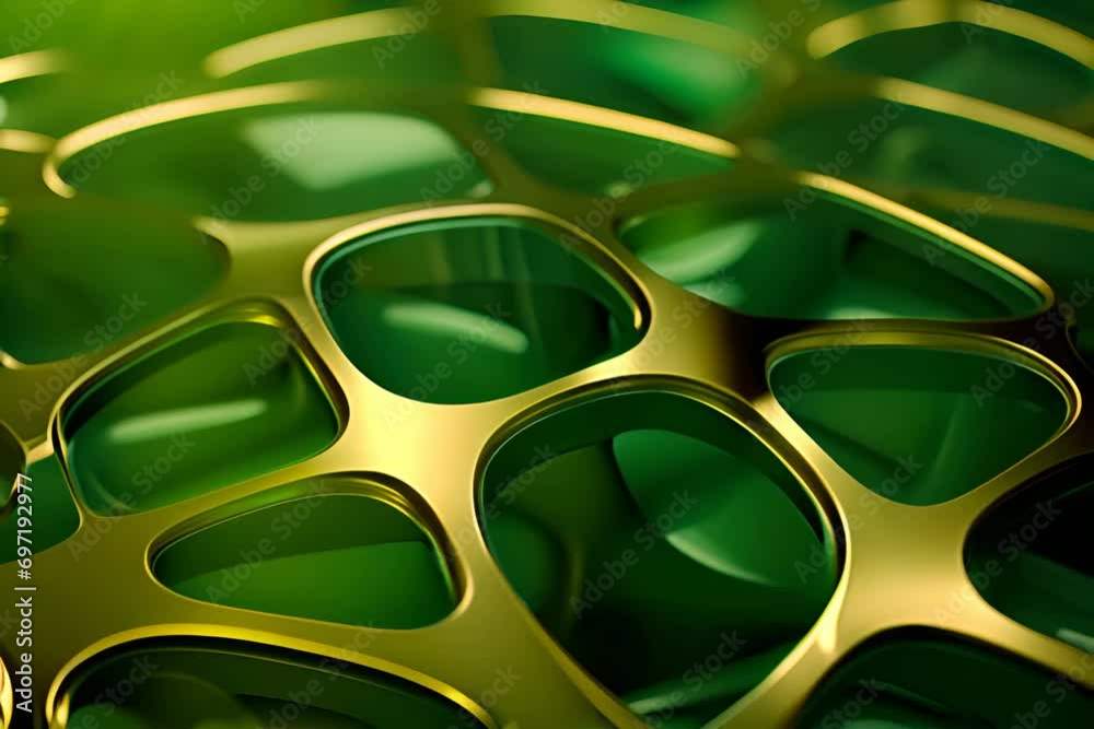 Poster Rich range and green abstract shapes in a rounded form. 