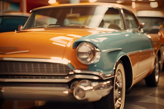 An abstract interpretation of a 1950s classic car show.