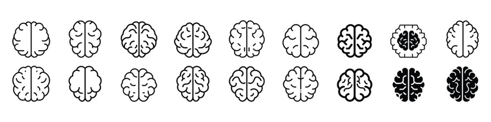 Human brain icon, Brain Icon, Brain, mind or intelligence line art vector icon, Human brain vector icon illustration, brain symbol in line style isolated on white background, brain icon, idea icon