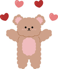 hand drawn cute valentine bear clipart
